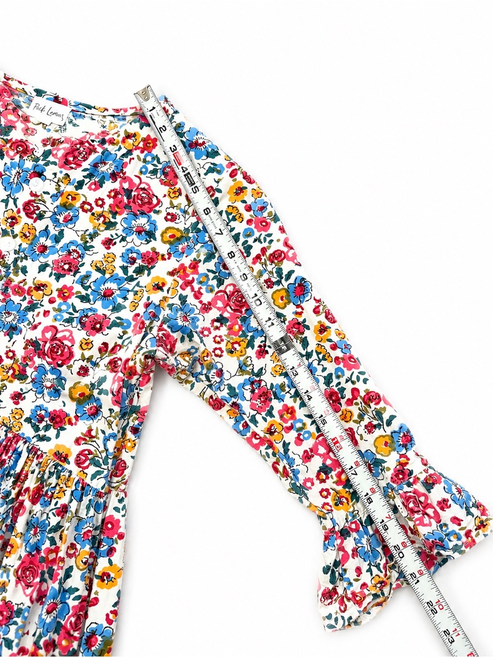 Pink Lemon Floral Cottage Midi Dress Romantic Boho Size Small Organic Cotton - Picture 6 of 8